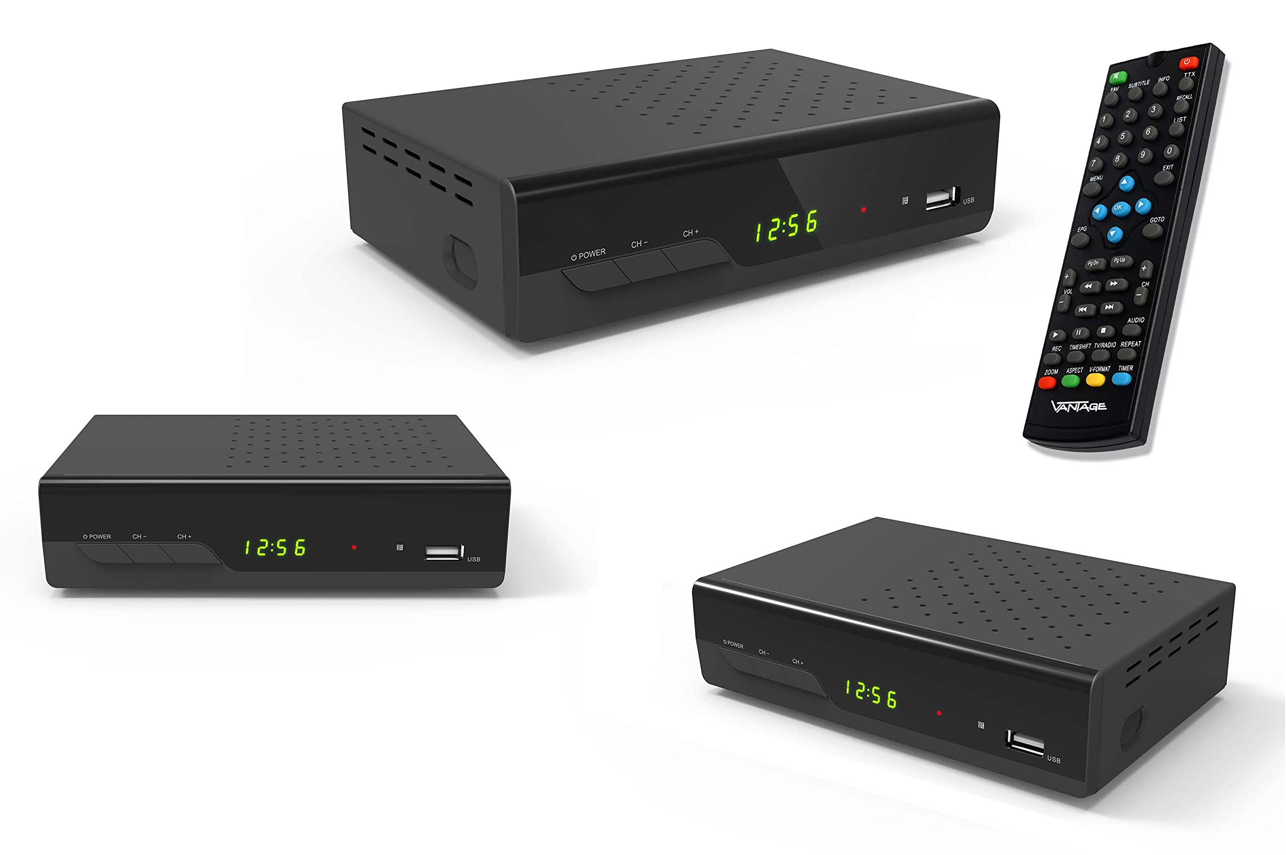 Vantage VT92 T-HD Récepteur DVB T2 HEVC USB HDMI Péritel Mediaplayer Noir
