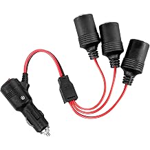 Car Cigarette Lighter Splitter, 12V/ 24V 1 to 3 Automotive Power Charger Port Socket, 3 Way Y-Adapter Cigarette Lighter Extension Cable with On/Off Switch, Car Accessories