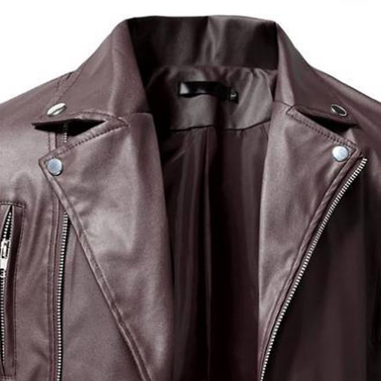 NUSGEAR Chaqueta de cuero Hombre Otoño Invierno Moda Abrigo gótico punk Chaqueta PU Deportivo bomber cremallera impermeable moto bolsillo Outwear solapa Tops Clásico Talla grande 2024