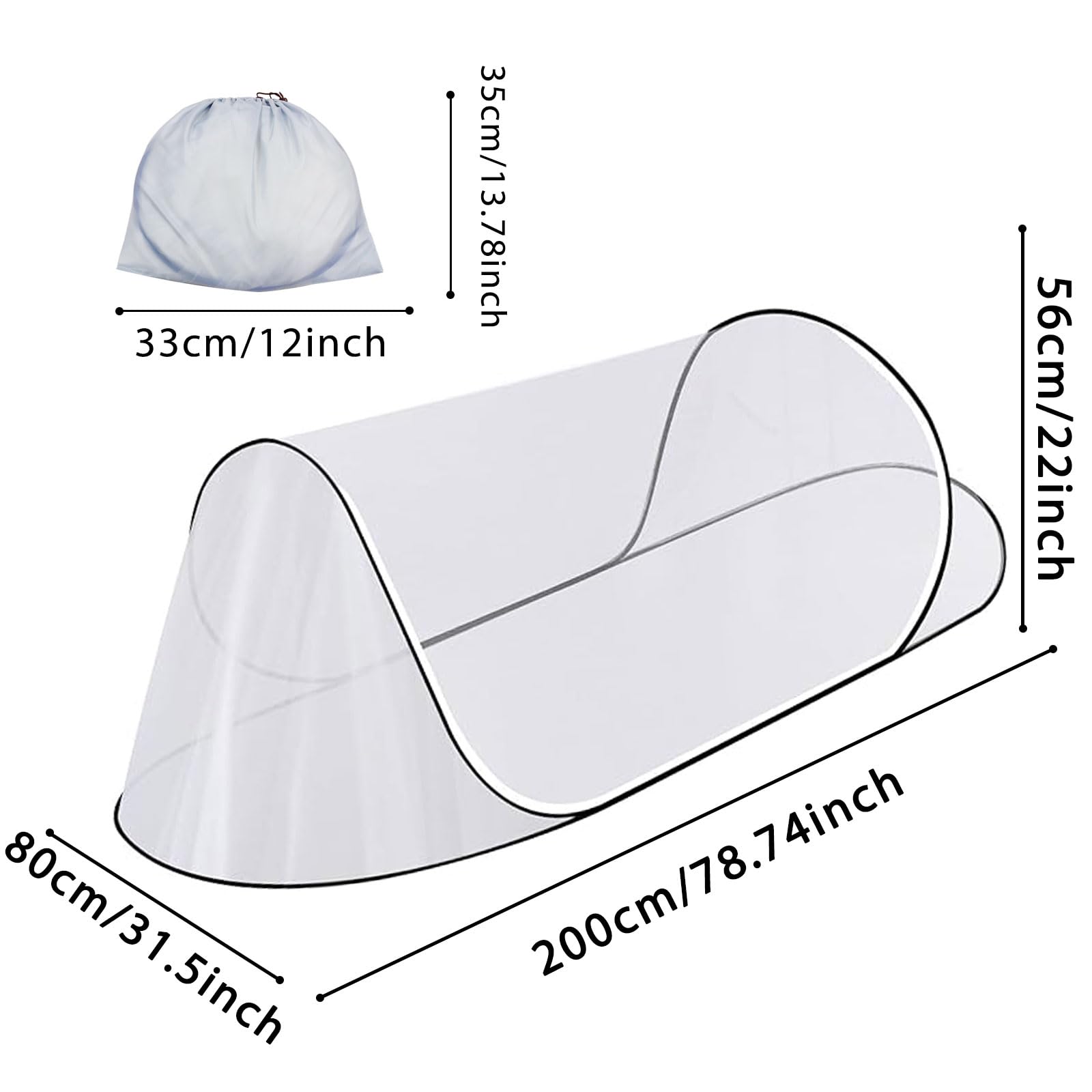 Mosquitera desplegable, 200 x 80 x 56 cm, mosquitera plegable, tienda de campaña portátil, mosquitera para cama, viajes, camping al aire libre, cómoda, rápida y portátil