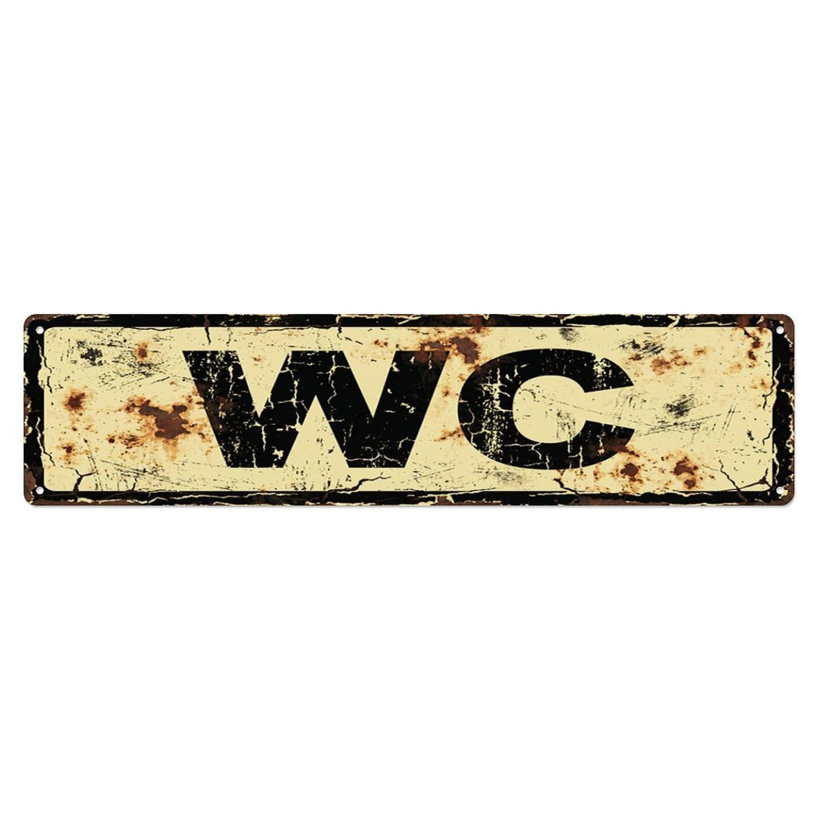 Weathered Bold Cafe Restroom Toilet(WC) Door Metal Tin Skinny Sign Plaque Wall Decor for Cafe, Club Bar, Office, Home Garden Metal Poster 4x16Inch