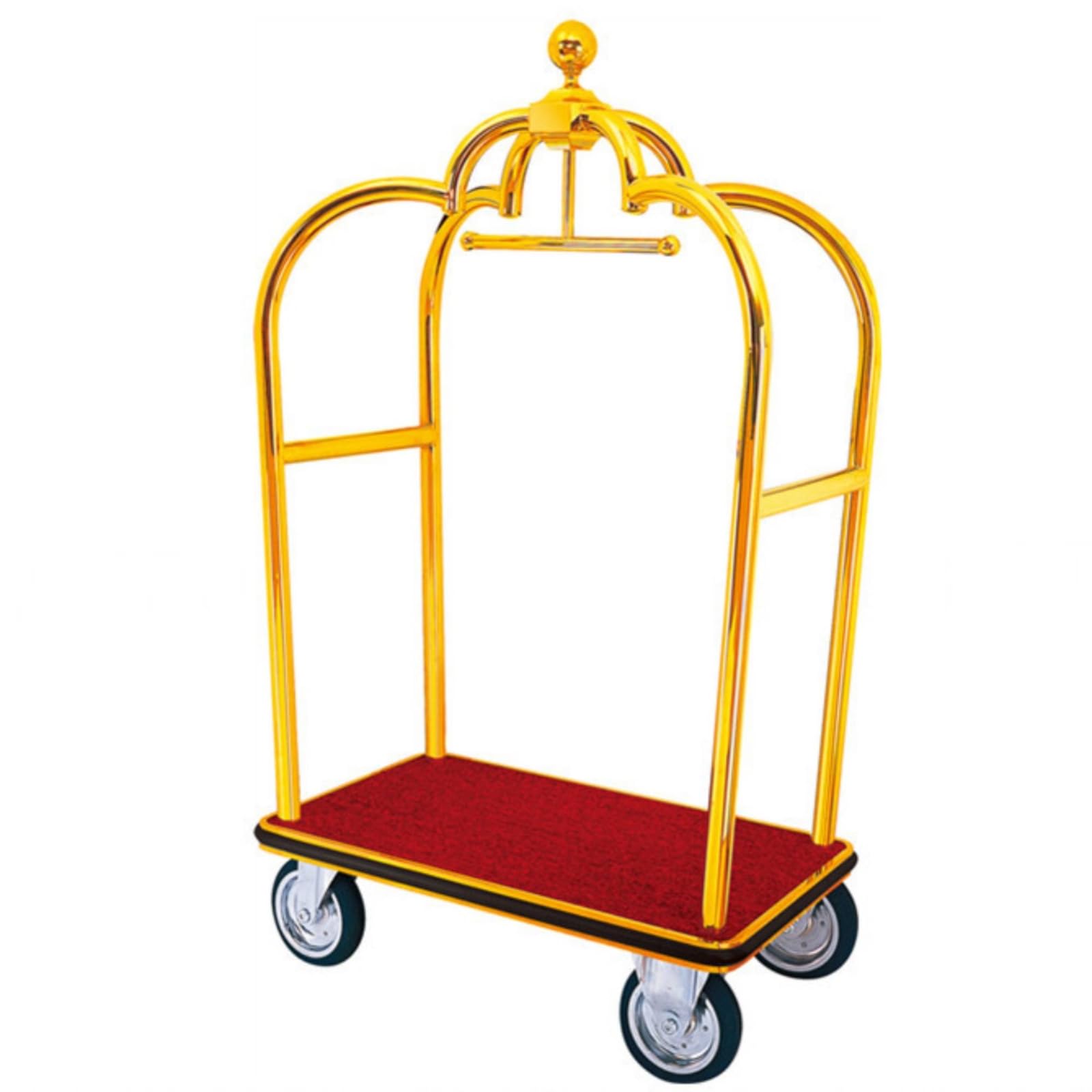Carro de Equipaje para Hotel Carrito Maletero Portaequipajes Carro Porterero Acero Inoxidable Estructura Robusta Base Alfombrada Giratorios 4 Ruedas