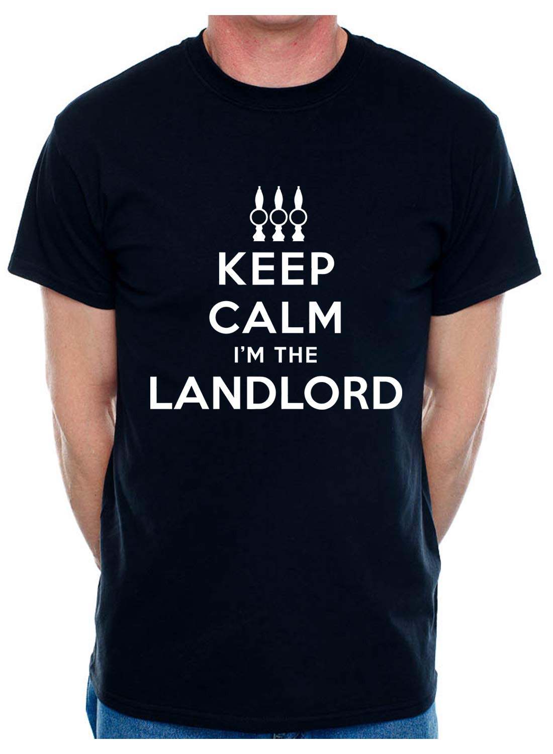 Print4u Men's Black T-Shirt Keep Calm I'm The Landlord Pub Large