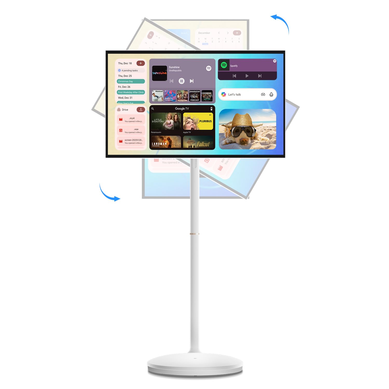 View 1 of [Missing Key Components] NEWORK 32 Inch Smart Portable TV on Wheels, Android 14 EDLA Certified