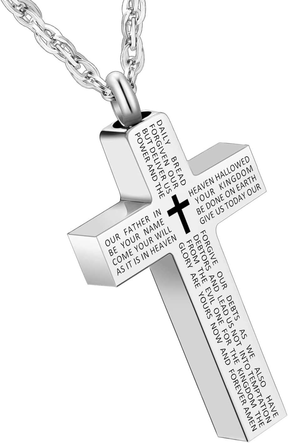 Cremation Cross Necklace for Ashes Stainless Steel Cross Urn Pendant Ashes Holder Memorial Jewelry-With Me Always