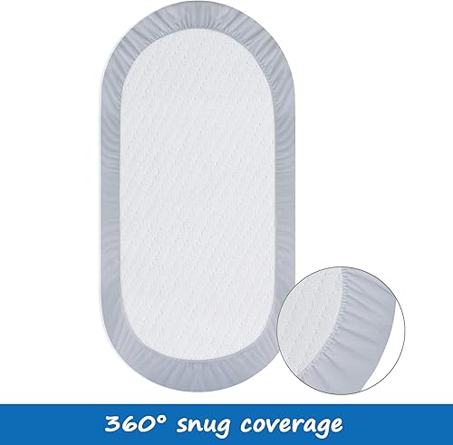 Miniatura 2 de Paquete de 2 fundas impermeables para colchón de moisés, protector de colchón de moisés para niños y niñas (32 x 17 pulgadas), sábana de moisés