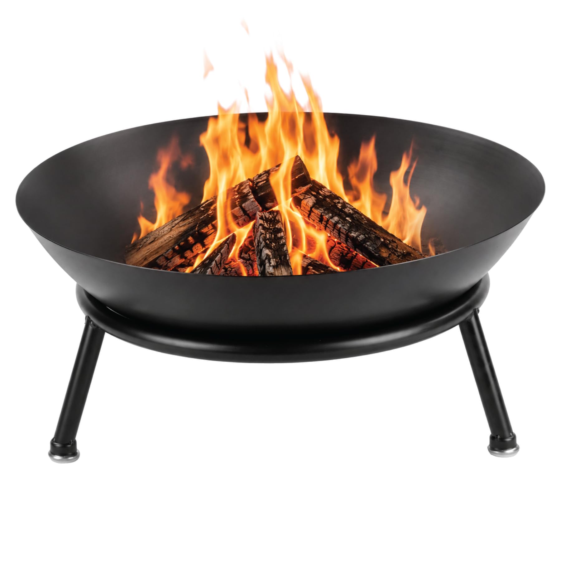KCT Round Garden Fire Pit, Traditional Patio Heater and Burner