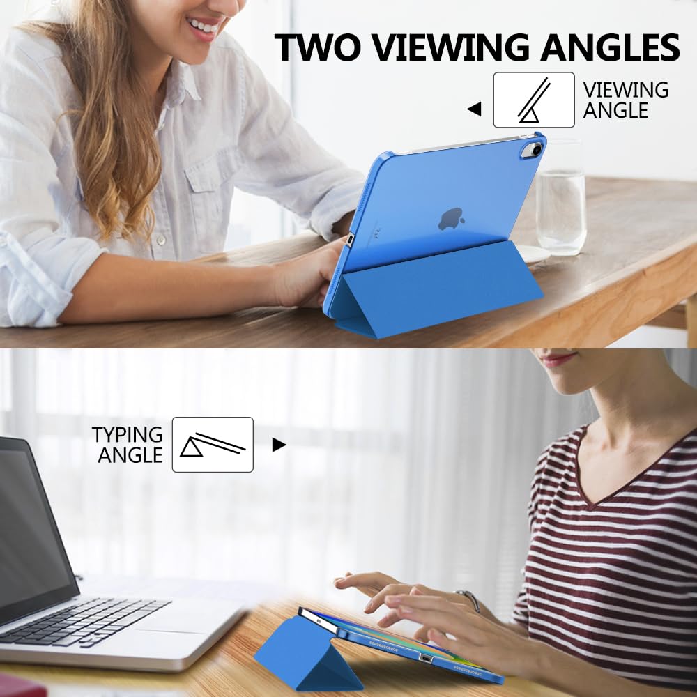 MoKo Cover Custodia iPad (A16) 11a Generazione 2025 /iPad 10a Generazione 2022, Cover Custodia Protettiva per Supporto Ultrasottile con Copertura Posteriore Traslucida in PC Rigido, Blu Cobalto