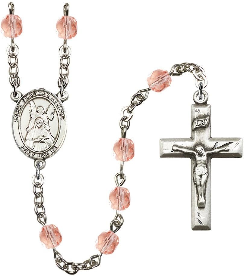 ヴィンテージ ロザリオ 珊瑚ビーズ 銀925 十字架 イタリア製 天然ビーズ