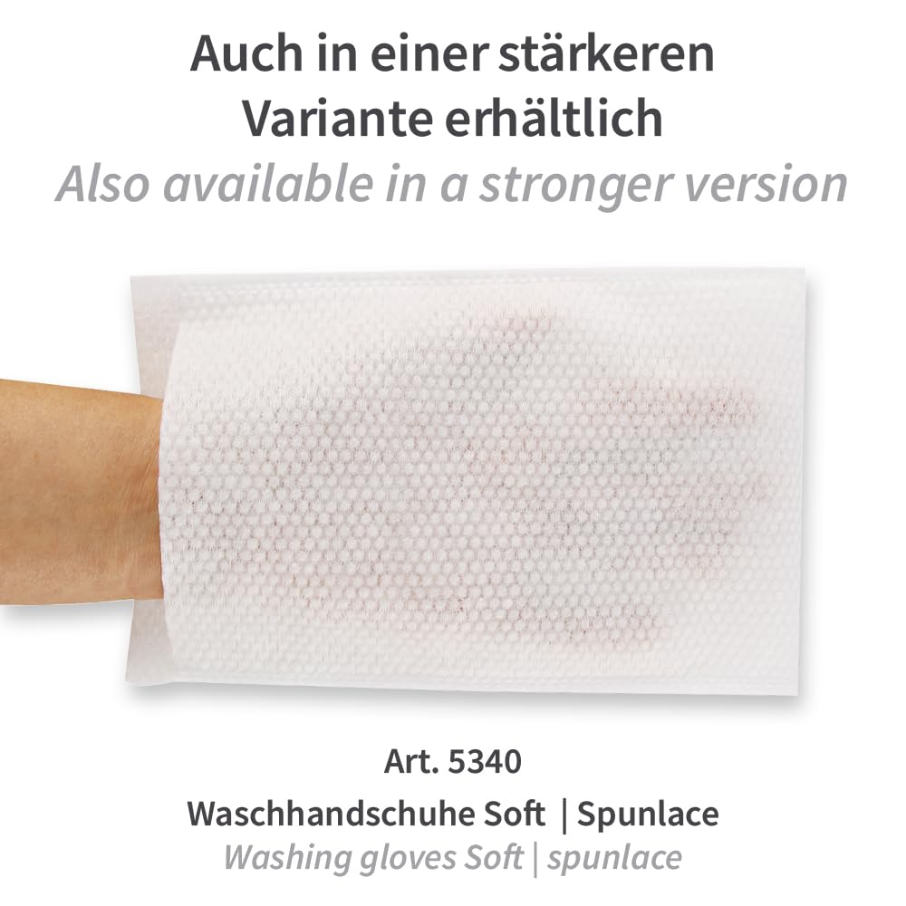 FRANZ MENSCH 1000 Stück Hygonorm Waschhandschuhe Light | Spunlace, weiß, L: 23cm, B: 14,5cm, Karton, Einmal-Waschlappen, Einweg, für Pflege, Waschhandschuhe