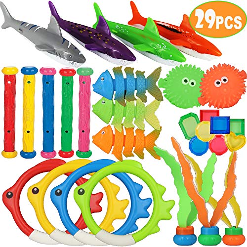 heytech 29 PCS Dive Toys Pool Toys Underwater Swimming Toys Diving Torpedos, Diving