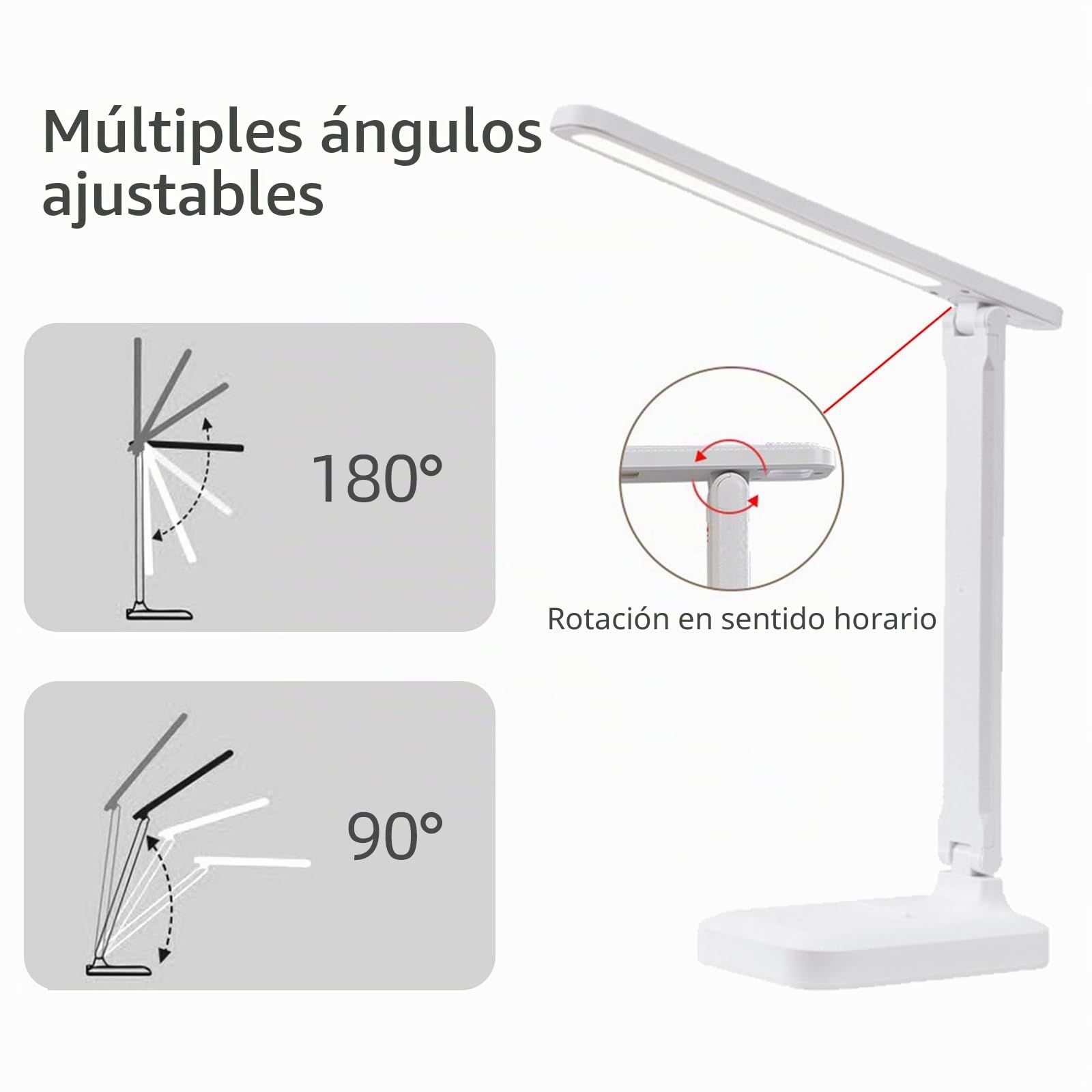 Lámpara Escritorio LED, Plegable, 3 Modos y 5 Niveles de Brillo,Control Táctil Flexo Lámpara de mesa Cuidado de Ojos para Cama,Oficina,Leer,Estudiar,Luz Nocturna