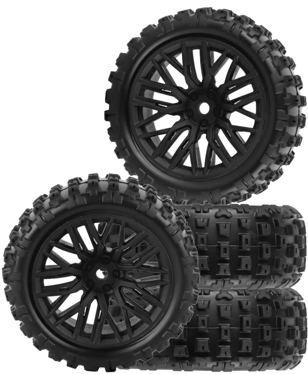 BRCatWPark RC Truck Tires for 1/18 Typhon Grom,RC Off Road Buggy Rally Wheels and Tires,4Pcs RC Highway Tires Wheels 12mm Hex Wheels Rims and Rubber Tires,Black
