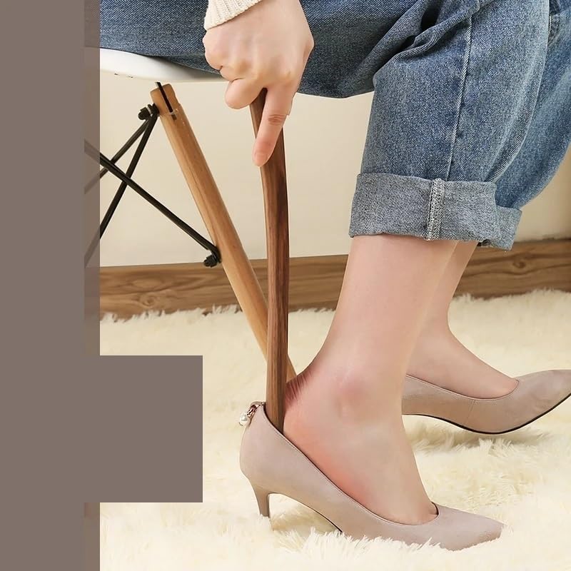 Calzador de mango largo, calzador de madera, calzador, calzador, 1 pieza, calzador de madera profesional, calzador de mango largo flexible, útil levantador de zapatos, cuchara for zapatos de 38 cm, he