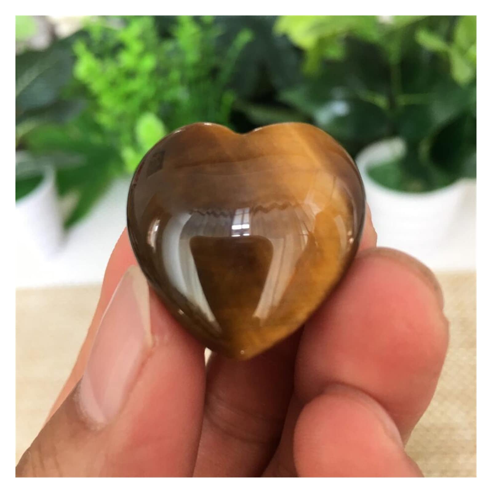 10g Delicada Piedra de Ojo de Tigre Natural Corazón de Cristal Tallado Adorno Artesanía Decoración del Hogar QINTINYIN ZFUGEDRLI