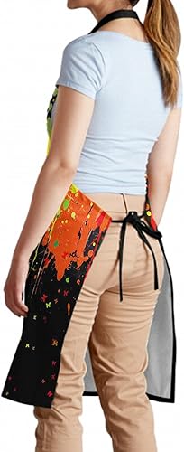 Kawani Delantales de pintura artística para mujer con 2 bolsillos, batas de poliéster, impermeables, 28 x 33 pulgadas
