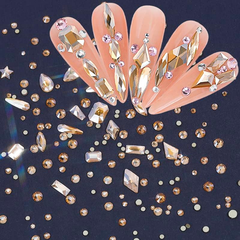 Miniatura 3 de Kit de diamantes de imitación para uñas, 1500 piezas de diamantes de imitación redondos con parte trasera plana, gemas de champán para uñas, 0.3 fl