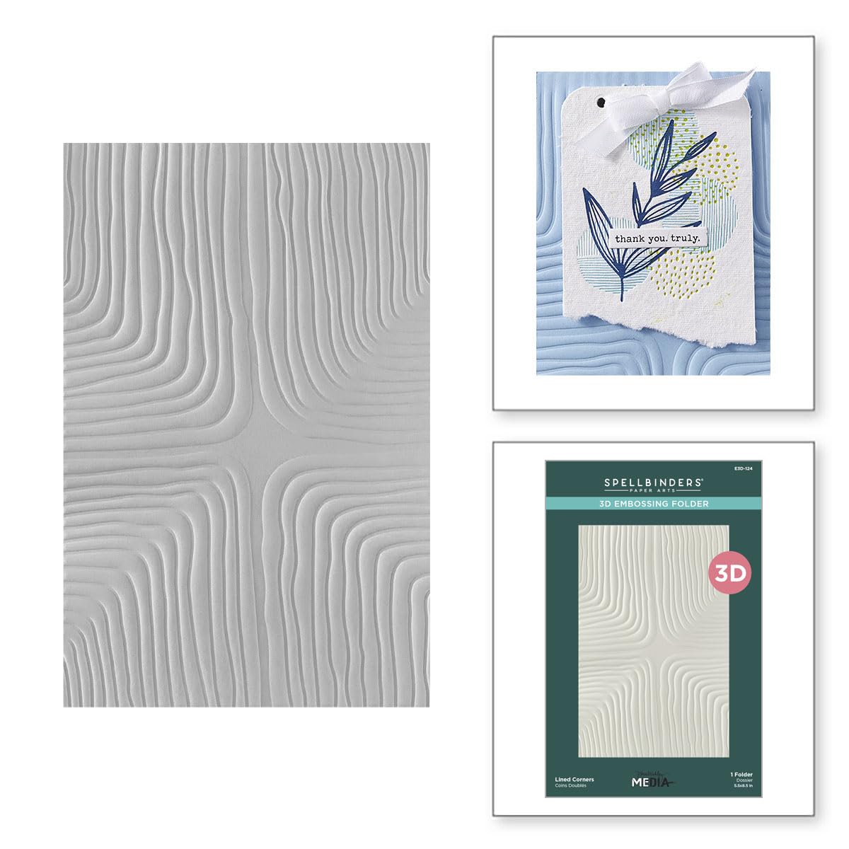 Spellbinders White Lined Corners 3D Embossing Folder From The Modern Botanicals Collection By Dina Wakley,