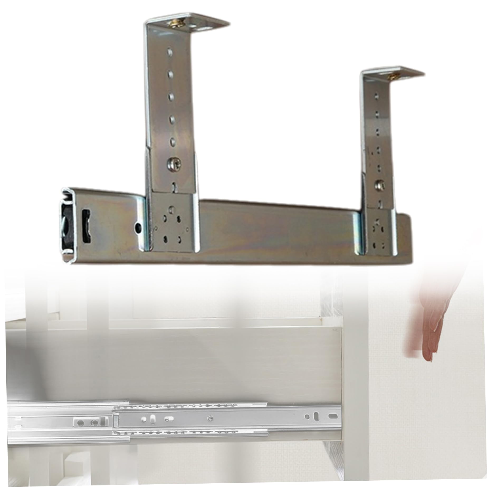 Tiroir à clavier sous le bureau extensible en métal argenté avec glissières télescopiques robustes