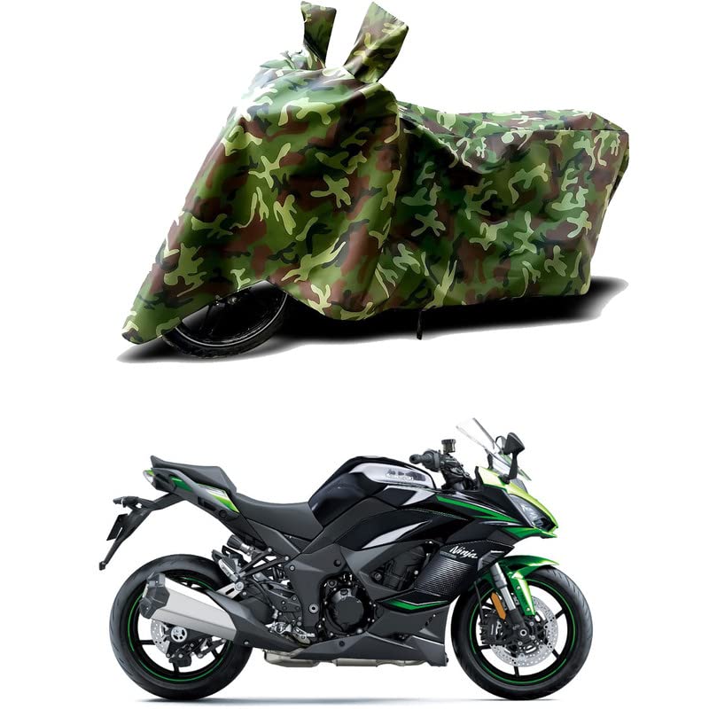 Image of 100% Water Resistant Bike Scooty Two Wheeler Body Cover Compatible for KawasaNinja 1000SX /UV-Rays /Heat Protection /Birds Dropping /Scratchproof /Dust Proof /Waterproof /All Varient[Green MJ]
