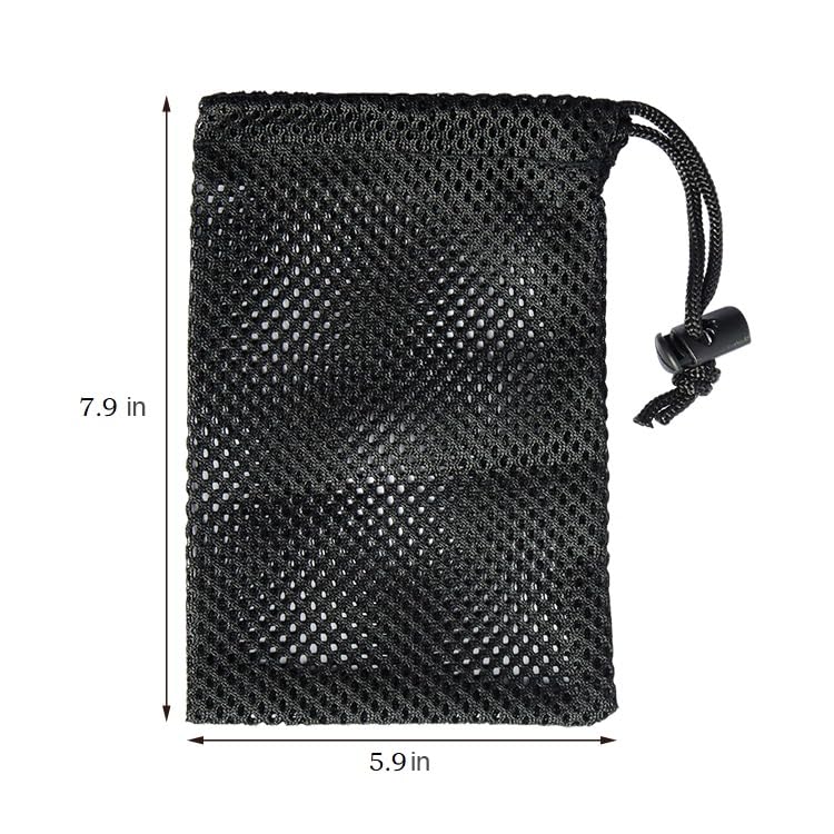 Mesh Bag, Small Nylon Mesh Drawstring Bag with Cord Lock, Black, 6 Pcs,5.9 x 7.9 Inch for Travel Stuff Bags, Cleansing Supplies2