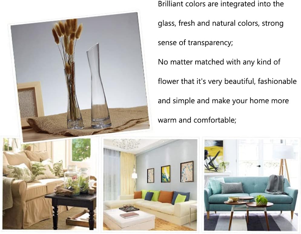 Hand-Made Blown Art Bud Glass Vase Small Glass Vase Single Stem Vase for Flower and Office Bud Home Decor (Clear) - Image 5