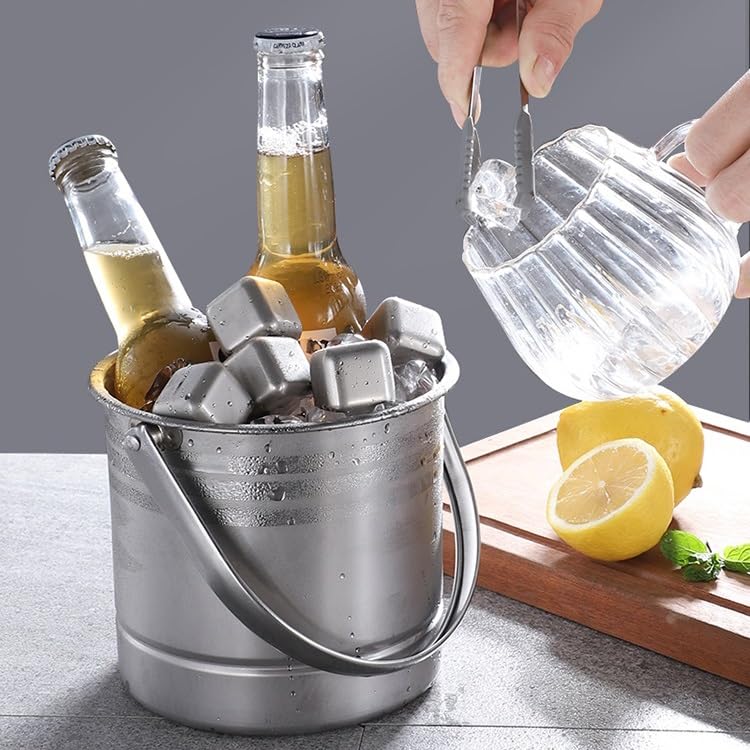 Secchiello per il ghiaccio in acciaio inox spesso, secchiello per il ghiaccio, secchiello per snack con pollo fritto, secchiello per il ghiaccio creativo, secchiello per vino rosso, secchiello per bev