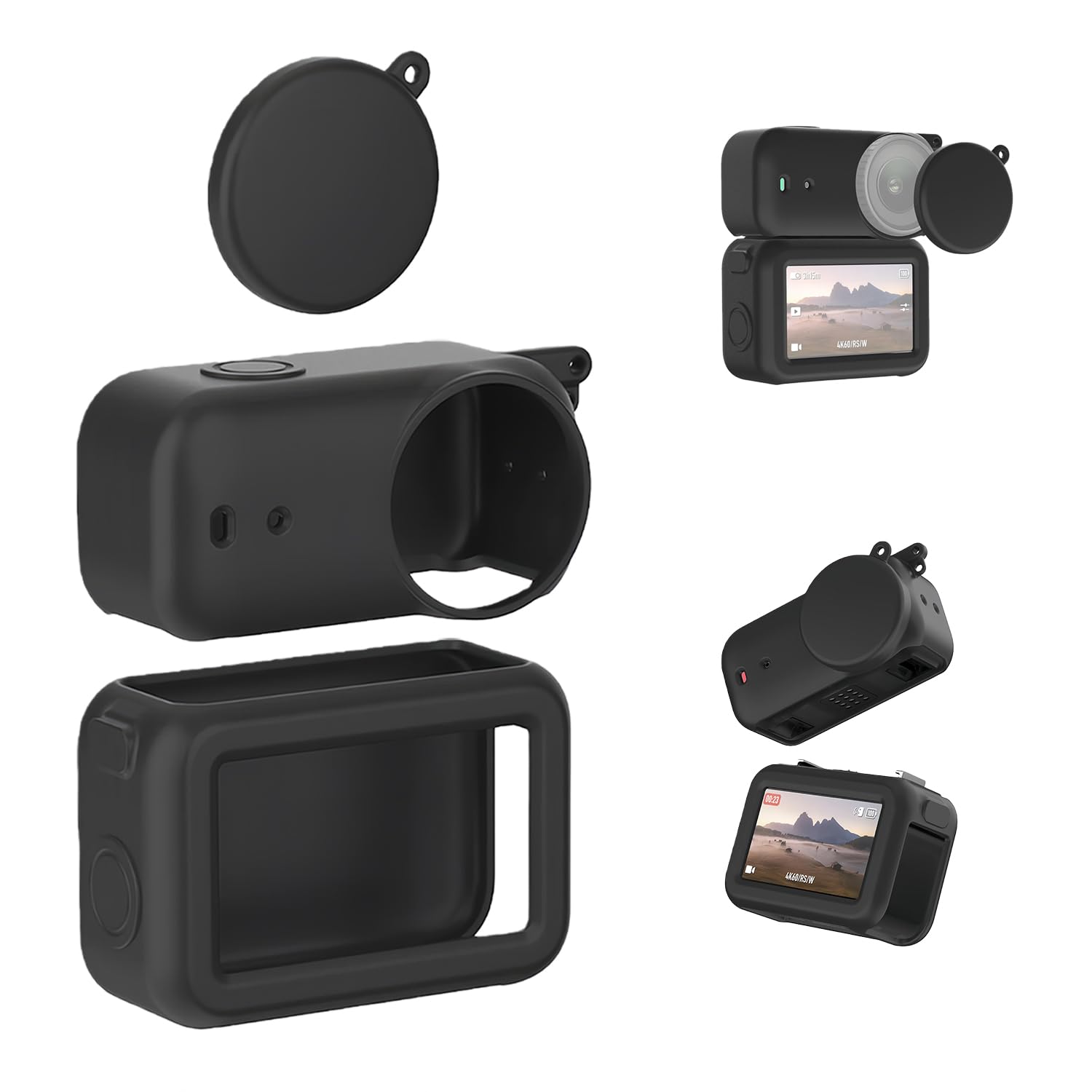 OSMO Nano Schwarze Silikonhülle mit Objektivdeckel, Vollständige Schutzhülle aus Silikon Objektivschutz kompatibel mit DJI OSMO Nano, Soft Skin Anti-Drop Kratzfeste Hülle Actionkamera Zubehör