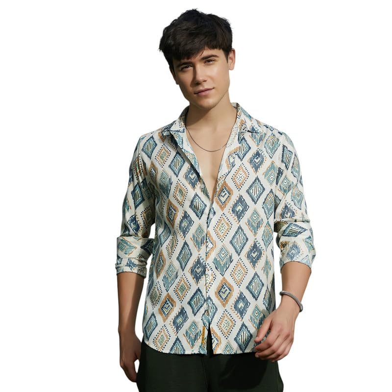 Image of CAHOOT Men's Shirt for Casual Wear | Spread Collar | Long Cuffed Sleeves | Button Closure | Shirt Crafted with Comfort Fit for Everyday Wear