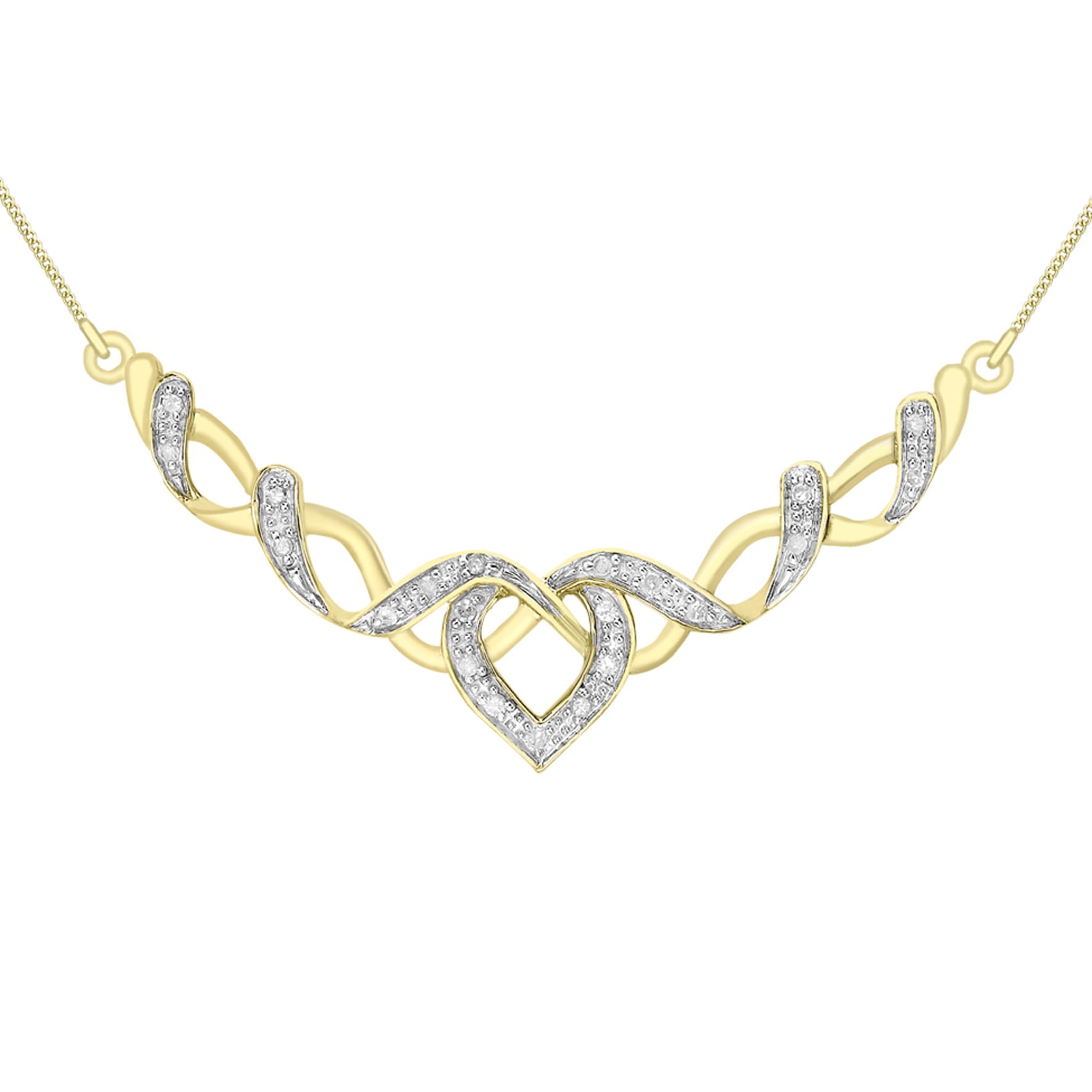 Carissima Gold 9ct 2 Colour Gold 0.10ct Diamond Heart Necklace of 41cm/16"