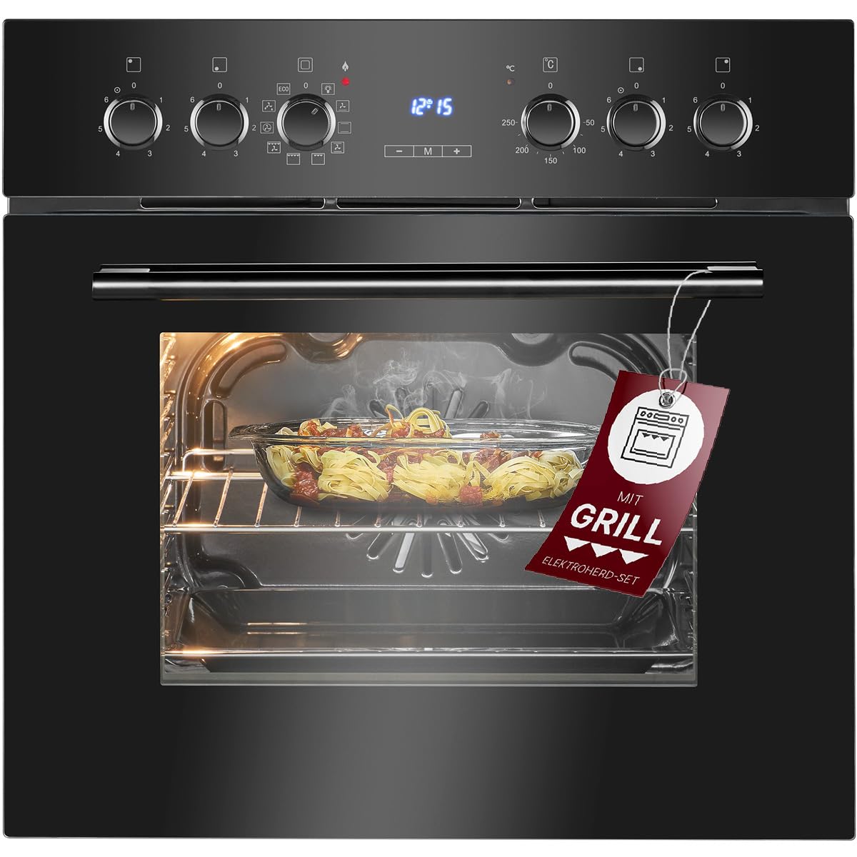 Bomann, Four avec plaque de cuisson à induction, Cuisinière encastrable avec 4 zones de cuisson et 9 fonctions de four, Capacité utile de 56 l, Thermostat réglable séparément, EHBC7937, Noir