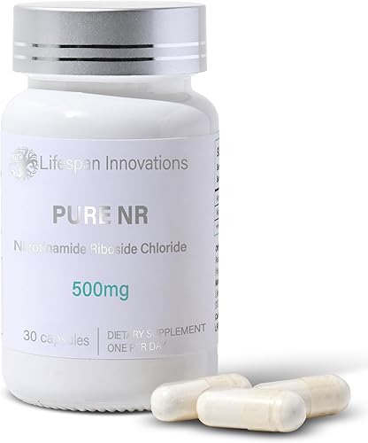 Lifespan Innovations Pure NR Nicotinamide Riboside 500mg - Suplemento de un solo ingrediente - Soporta niveles de NAD+, energía celular y