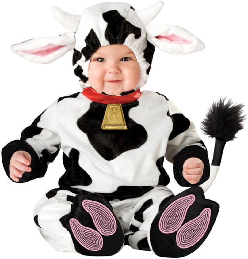 8 Kinds Animal Baby Costumes Halloween Costume Ideas for Toddler Girls & Boys for 7-24 Months(10-12 Months, Milk Cow)
