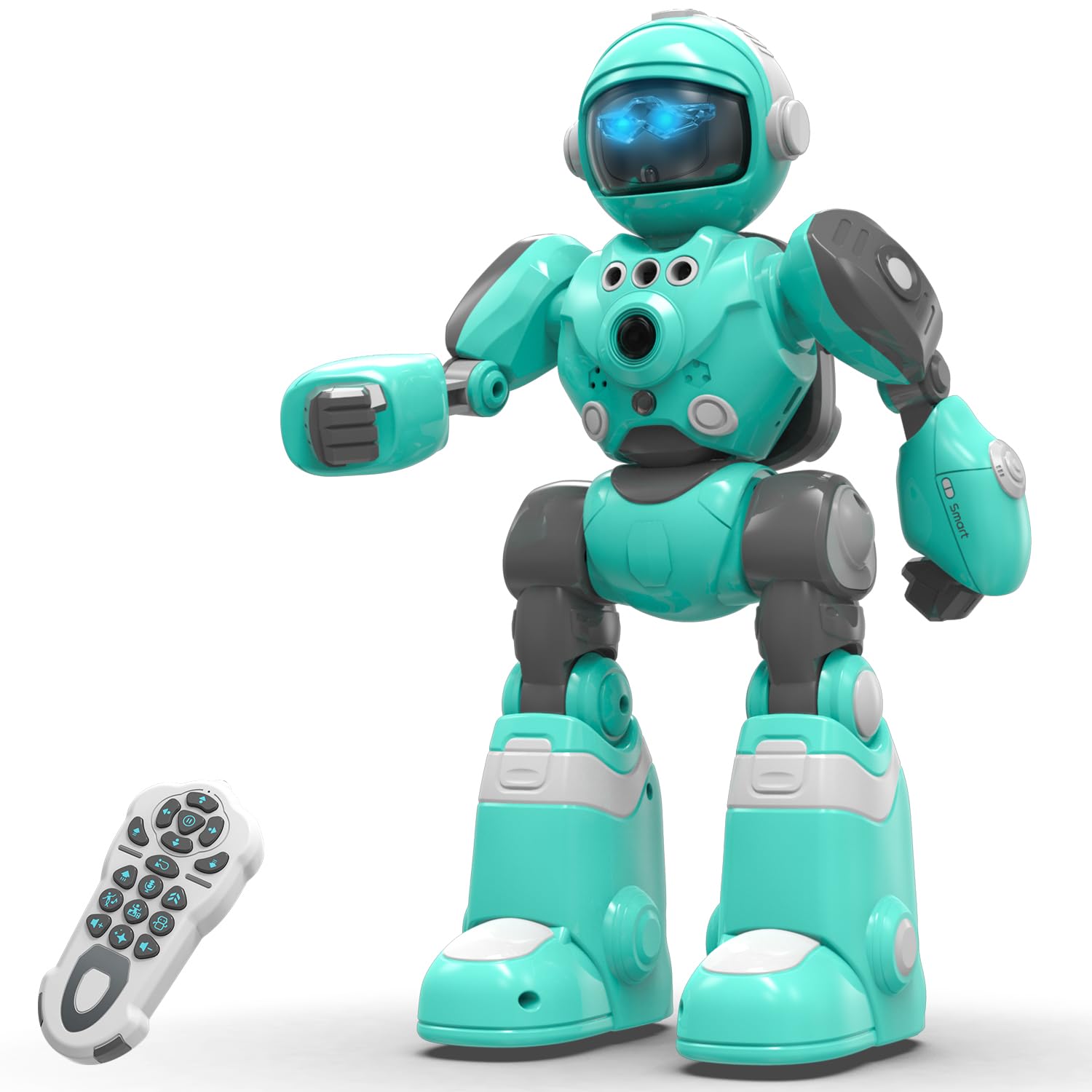 STEMTRONRobot Toys for Kids, Programmable Remote Control Robot with Magic Record Voice Function, Intelligent Gesture Sensing, Singing & Dancing Mode (Blue)