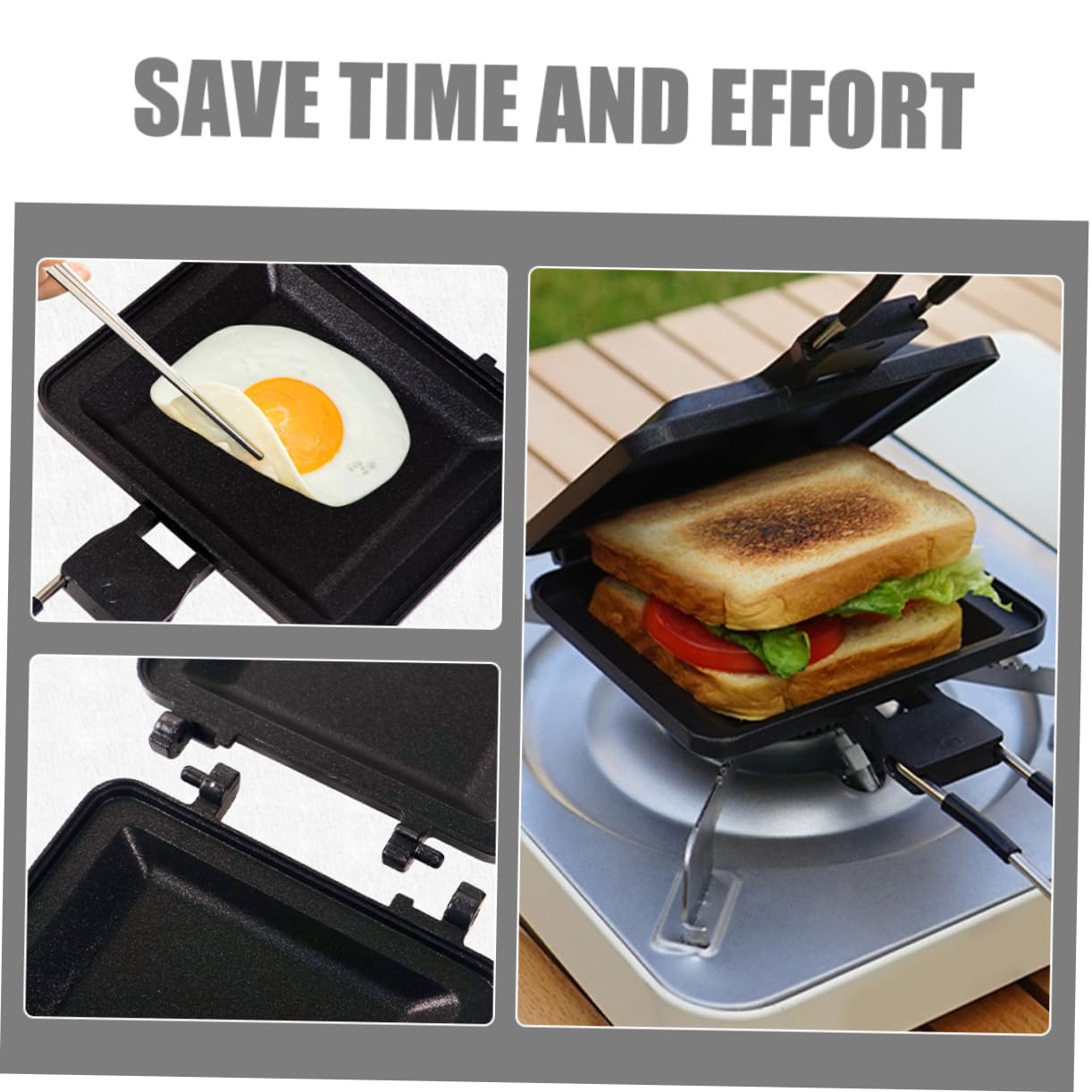 Cabilock Poêle Antiadhésive Double Face À Poignée Ergonomique Pour Sandwichs Et Machine À Sandwichs Presse À Sandwich Gadget De Cuisine Plaque De Cuisson À