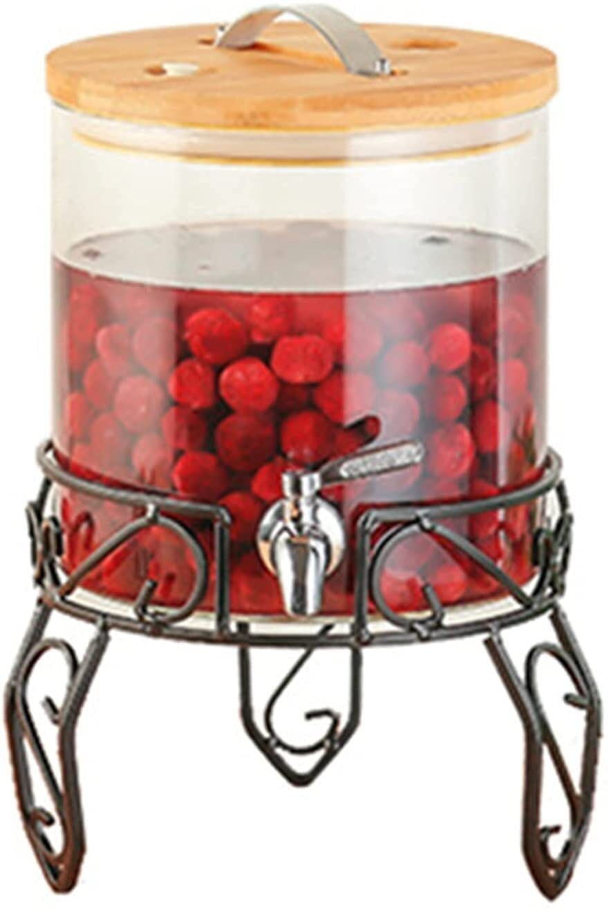 Dispensador de Bebidas Dispensador de Cerveza, Barril de Cerveza Dispensador de Jugo Dispensador de Bebidas de Vidrio con Soporte Picnic al Aire Libre en el hogar (Transparente 22x20 cm)