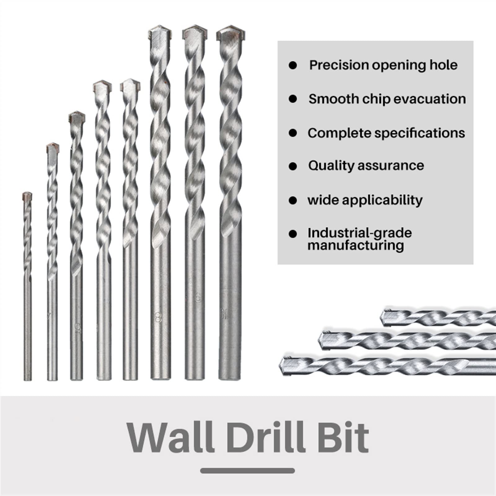 Broca de pared 8 Uds. Broca de mampostería de 3-10mm for ladrillo, hormigón, mármol, azulejo, perforación de piedra, broca con punta de carburo, 1 Uds.
