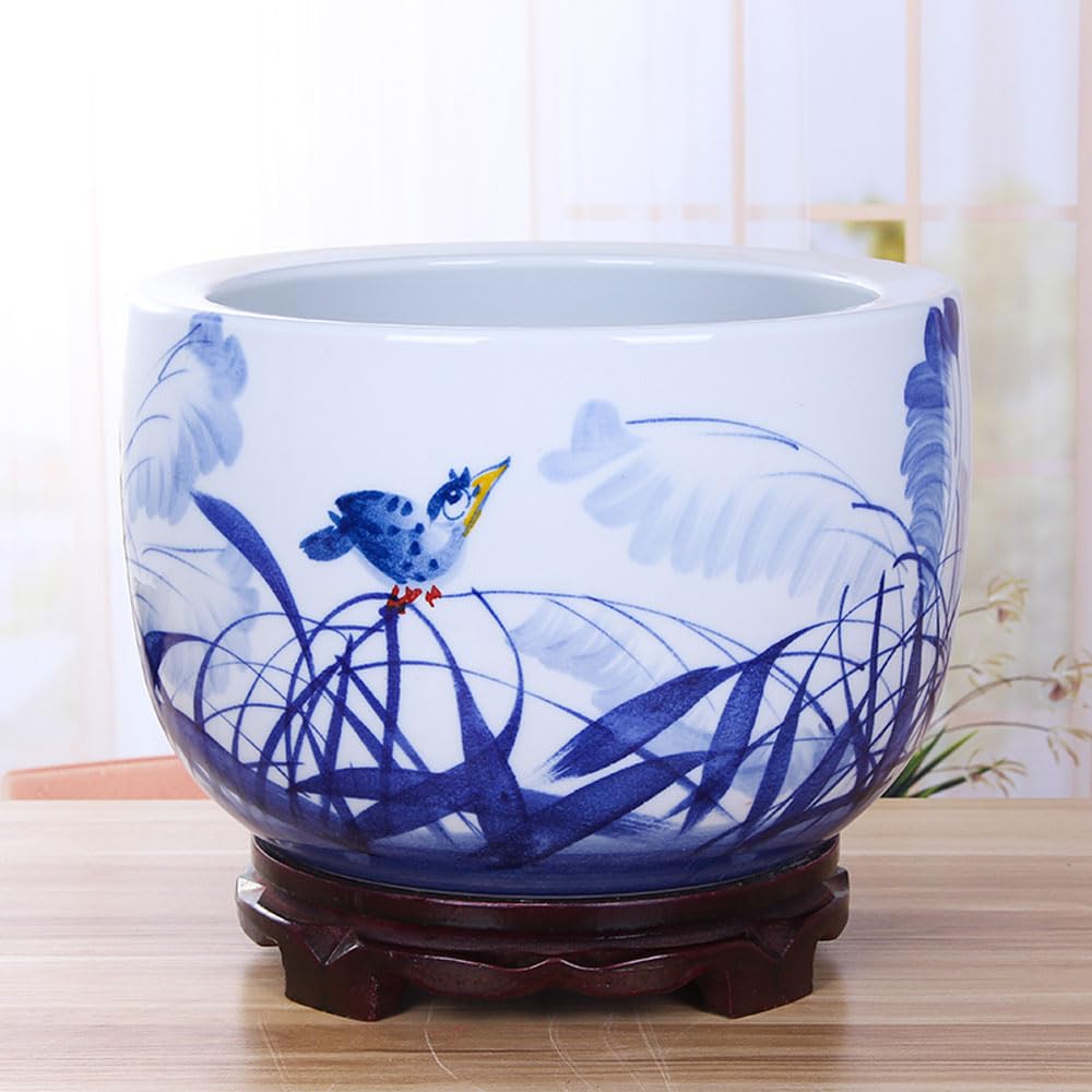 DFGHNBVC Chinoiserie Daffodil Pot Ceramics Chinese Vase Ceramic Plant Pots Nonporous Succulent Planter Pot Ceramic Water Lily Bowl Blue And White Porcelain Flower Pots Succulent Pot Plante,C