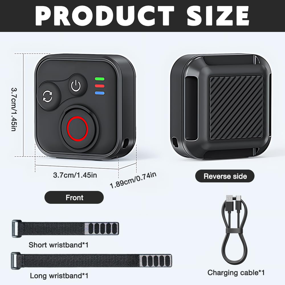 NAVESO Bluetooth Télécommande pour GoPro Hero Insta360 X5/X4/X3/Ace Pro 2/Ace Pro/GO3S/GO3 iOS/Android, sans Fil Smart Remote Control avec Bracelet et Câble de Recharge USB