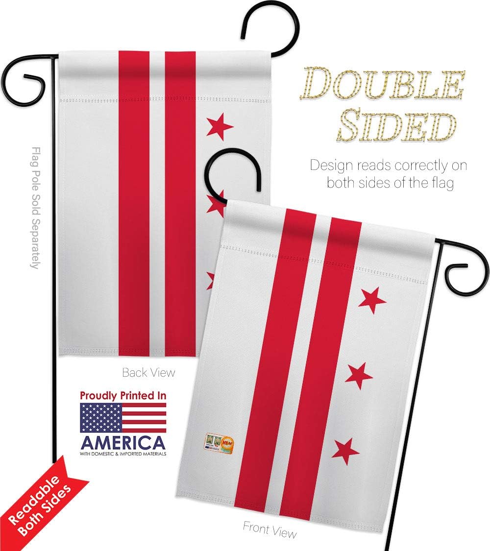 District of Columbia Garden Flag Set Wall Holder Americana States USA American Territories Republic Country Particular Area Small Decorative Gift Yard House Banner Double-Sided Made In 13 X 18.5