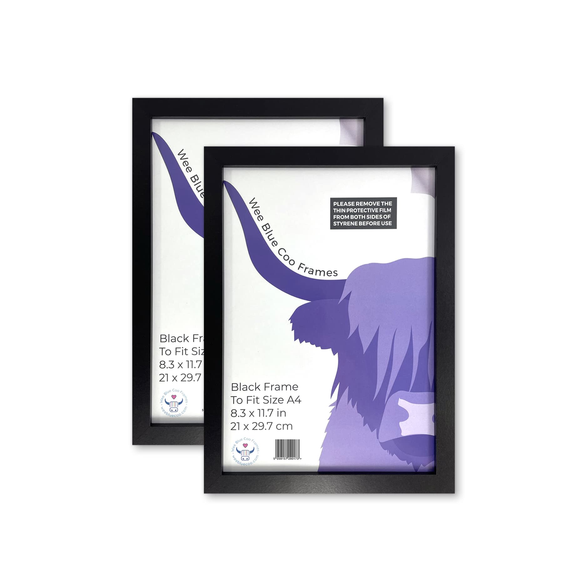 Two Pack - Black A4 Picture Frame For Art Print Poster Photo or Certificate