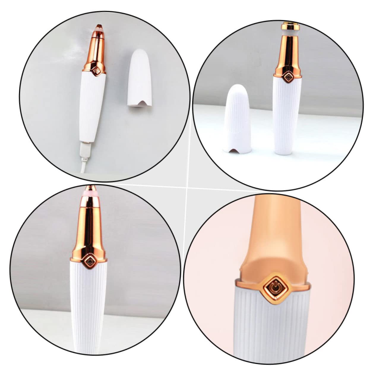 4 Pezzi Rasoio Elettrico Multifunzione per Donne Dispositivo USB per Depilazione Sopracciglia e Intercambiabile Design Ergonomico Comfort e Unico Strumento