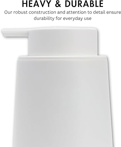 Miniatura 10 de Juego de dispensador de jabón blanco mate con bandeja, paquete de 2 dispensadores de jabón líquido de 15 oz redondos a prueba de óxido con bandeja