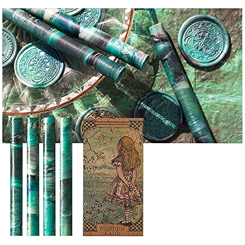 YAMOXLS シーリングワックス スティックタイプ 封蝋 4本入り 棒状 強い密着性 DIY 手作り 装飾 レター 手紙 祝い 告白 パーティー 結婚式 封筒 祝福 記念日 便箋 招待状 (木の葉の庭)