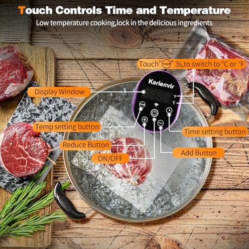 Image of WIFI Sous Vide Cooker Sealable Bags Kit, 1100W Sous-Vide Cooker Immersion Circulator, 10℃-90℃(50℉-194℉), Sous Vide Machine with Temperature & Timer Touch Control, AC120V /60Hz