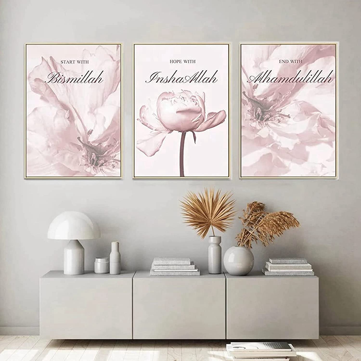 Islamic Art Wall Pictures - Muslim Wall Art - Modern Frameless Wall Art for Living Room (30 x 40 cm x 3), pictures-1, 30x40cm*3 - Image 2