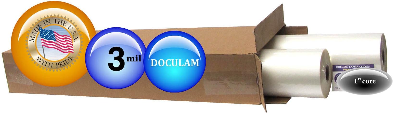 Doculam Laminating Film Qty 2 Rolls 25" x 250' 3 Mil 1" Core Hot Roll Lamination