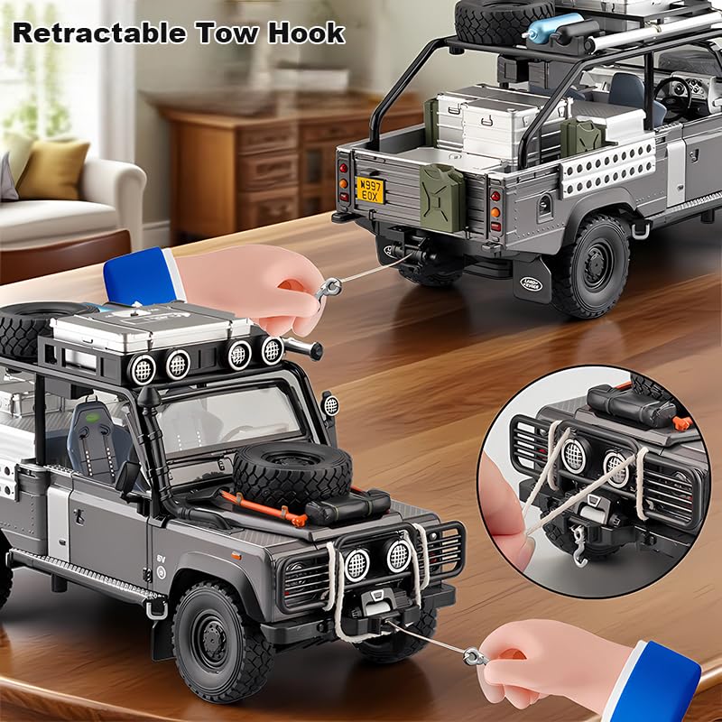 Modelo a escala 1:24 de camión Defender 110 con luces y sonido miniatura 5