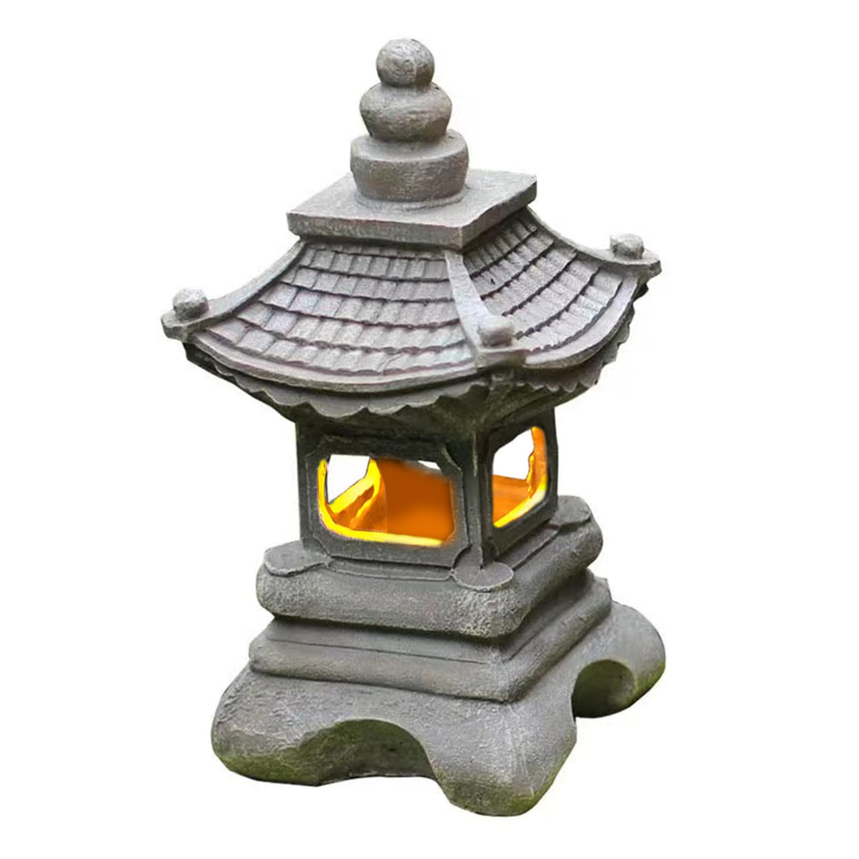 Jorzer Japanese Stone Lantern Garden Lamp Solar Power Pagoda Lantern Tower Decorative Ornaments Garden Courtyard Resin Artifact Solar Lamp