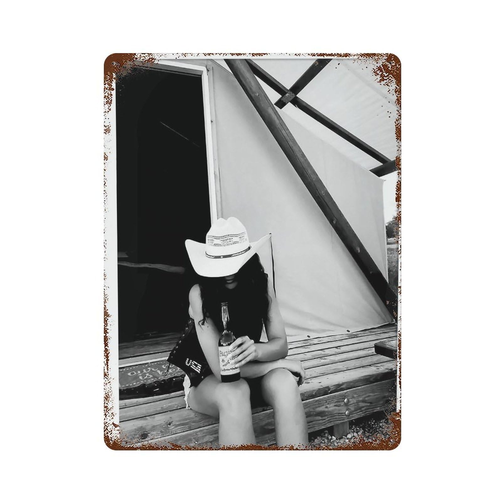 xiaoxiaoshen Cowgirl Drinking Wine Retro Western Bar C Decor Wall Decor Art Metal Tin Poster Modern Home Decor Art Home Bar Shop Decorations Vintage Sign 40x30cm